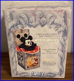 RARE VINTAGE 1990 ENESCO Walt Disney Mickey Mouse Musical Jack-in-the-Box with Box