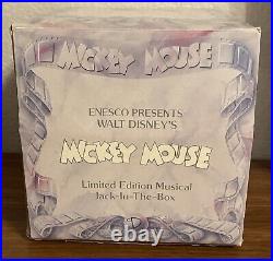 RARE VINTAGE 1990 ENESCO Walt Disney Mickey Mouse Musical Jack-in-the-Box with Box