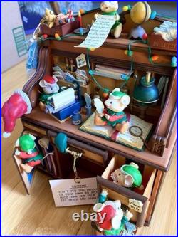 RARE VTG Enesco Musical Society CHECKING IT TWICE Animated Motion Music Box Mice