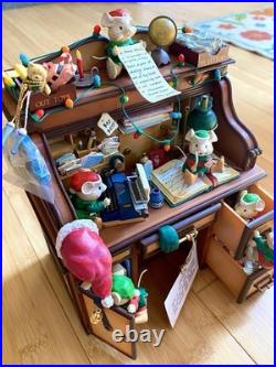 RARE VTG Enesco Musical Society CHECKING IT TWICE Animated Motion Music Box Mice