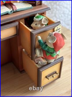 RARE VTG Enesco Musical Society CHECKING IT TWICE Animated Motion Music Box Mice RARE VTG Enesco Musical Society CHECKING IT TWICE Animated Motion Music Box Mice