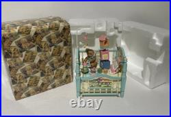 RARE VTG NOS Enesco Small World Of Music Brahms Lullaby Bear In Crib Music Box