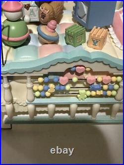 RARE VTG NOS Enesco Small World Of Music Brahms Lullaby Bear In Crib Music Box