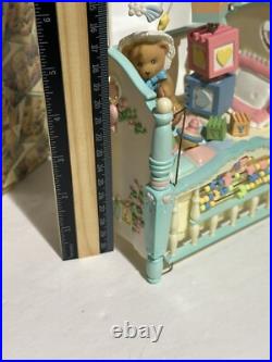 RARE VTG NOS Enesco Small World Of Music Brahms Lullaby Bear In Crib Music Box