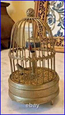RARE Vintage Bird in Gilded Cage Rotating Ball Clock, see video RARE Vintage Bird in Gilded Cage Rotating Ball Clock, see video