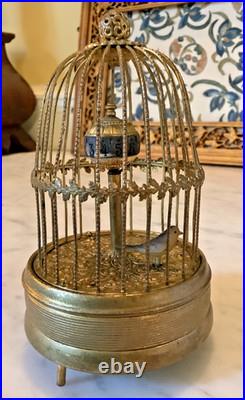 RARE Vintage Bird in Gilded Cage Rotating Ball Clock, see video RARE Vintage Bird in Gilded Cage Rotating Ball Clock, see video