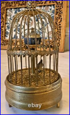RARE Vintage Bird in Gilded Cage Rotating Ball Clock, see video RARE Vintage Bird in Gilded Cage Rotating Ball Clock, see video