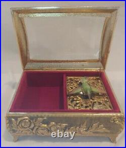 RARE Vintage Moving Hummingbird Jewelry Box San Francisco Music Box Company