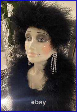 RARE Vintage! Stunning Hand painted Music Porcelain Burlesque Head Bust Figurine
