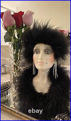 RARE Vintage! Stunning Hand painted Music Porcelain Burlesque Head Bust Figurine