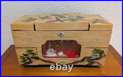 RARE Vintage Toyo Hand-Painted Animated Musical Jewelry Box, plays Sukiyaki