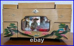 RARE Vintage Toyo Hand-Painted Animated Musical Jewelry Box, plays Sukiyaki