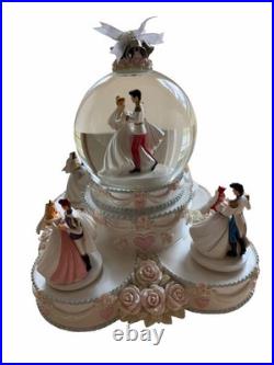 RARE Walt Disney World Disney Princess Wedding Musical Snow globe WORKS READ