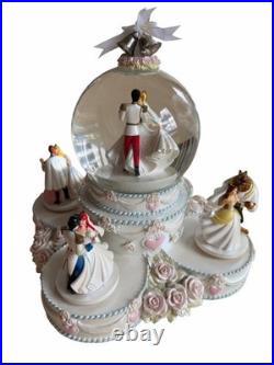 RARE Walt Disney World Disney Princess Wedding Musical Snow globe WORKS READ