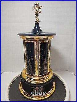 REUGE Carousel MUSIC BOX Cherub LIPSTICK Cigarette HOLDER Switzerland Navy BLUE