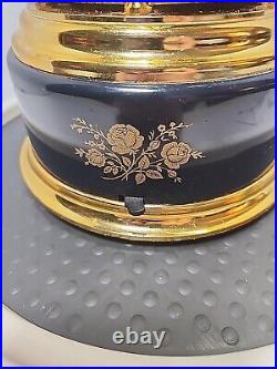 REUGE Carousel MUSIC BOX Cherub LIPSTICK Cigarette HOLDER Switzerland Navy BLUE