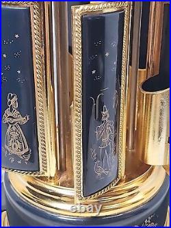 REUGE Carousel MUSIC BOX Cherub LIPSTICK Cigarette HOLDER Switzerland Navy BLUE