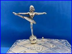 REUGE German Music Trinket Box with BALLERINA Silver Plated Porcelain Rosenthal