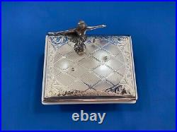 REUGE German Music Trinket Box with BALLERINA Silver Plated Porcelain Rosenthal