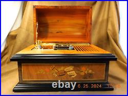 REUGE INLAID TREASURE CHEST With BRASS PLATED AD-30 4-1/2 DISC PLAYER & 10 DISCS