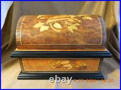 REUGE INLAID TREASURE CHEST With BRASS PLATED AD-30 4-1/2 DISC PLAYER & 10 DISCS