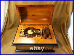 REUGE INLAID TREASURE CHEST With BRASS PLATED AD-30 4-1/2 DISC PLAYER & 10 DISCS