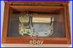 REUGE MUSIC BOX Anniversary Song & Clair De Lune DELIGHTFUL SOUND Teak Case