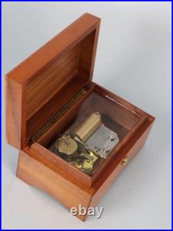 REUGE MUSIC BOX Anniversary Song & Clair De Lune DELIGHTFUL SOUND Teak Case