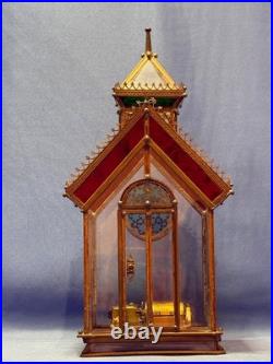 REUGE Music Box Church Beautiful Stained Glass Brass Limited Edition Vintage