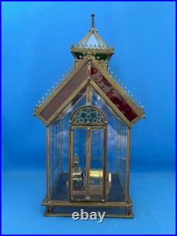 REUGE Music Box Church Beautiful Stained Glass Brass Limited Edition Vintage