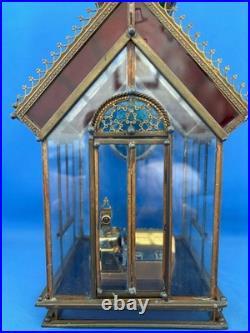 REUGE Music Box Church Beautiful Stained Glass Brass Limited Edition Vintage