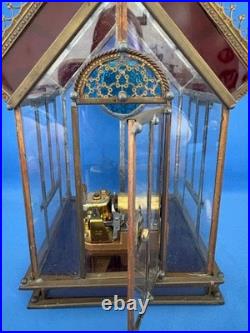 REUGE Music Box Church Beautiful Stained Glass Brass Limited Edition Vintage