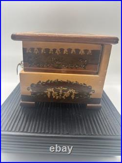 REUGE SWISS Music Jewelry Box, Lovely Marquetry Plays Music Ballerina Missing