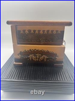 REUGE SWISS Music Jewelry Box, Lovely Marquetry Plays Music Ballerina Missing