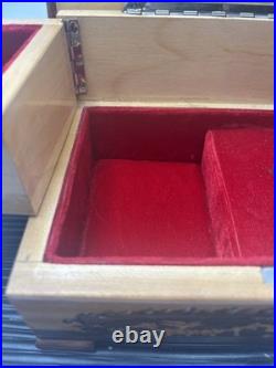 REUGE SWISS Music Jewelry Box, Lovely Marquetry Plays Music Ballerina Missing