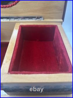 REUGE SWISS Music Jewelry Box, Lovely Marquetry Plays Music Ballerina Missing