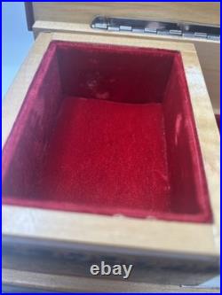 REUGE SWISS Music Jewelry Box, Lovely Marquetry Plays Music Ballerina Missing