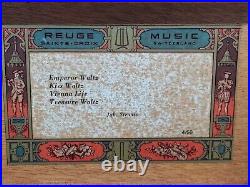 REUGE WOOD SWISS MUSIC BOX JOHANN STRAUSS EMPEROR WALTZ 50 NOTE 4 SONGS (Rare)