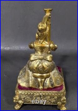 Rare Animated Westland Harp Lady Automaton Music Box Mid-Century Gilded Rare Animated Westland Harp Lady Automaton Music Box Mid-Century Gilded