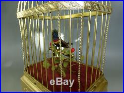 Rare Antique German Automaton Singing Bird Cage Music Box Customized Bird Tone