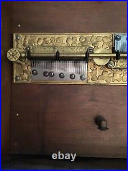 Rare Antique Monopol Music Box Hangs On Wall Plays 13 5/8 Discs
