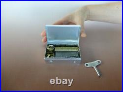 Rare Antique Sectional Comb Tabatiere Music Box Silver Tone Metal Case Snuff Box