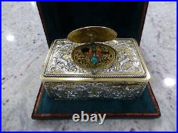 Rare Antique Sterling Silver Swiss Singing Bird Box Exc. Working Unique Case