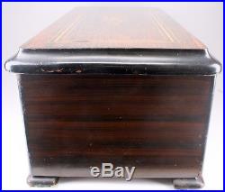 Rare Antique Swiss Picard Lion Rosewood Wood Inlay Cylinder Music Box Works