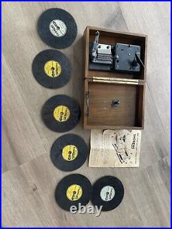 Rare Antique Swiss THORENS Wooden Music Box With 6 Discs