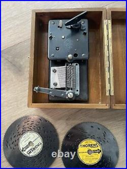 Rare Antique Swiss THORENS Wooden Music Box With 6 Discs