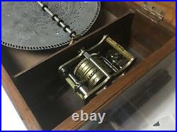 Rare Antique Victorian Adler Music Box Metal Disc 1800s Burr walnut