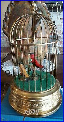 Rare Antique West Germany Singing Bird Cage Animatronics