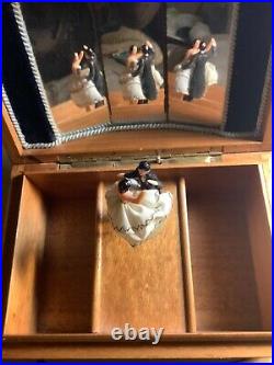 Rare Early Swiss Vintage Reuge jewelry music box automaton dancing couple dolls