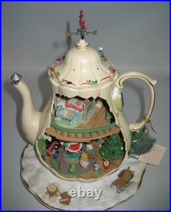 Rare Enesco 1993 Teapot Bungalow MusicBox'Twas The Night Before Christmas VIDEO